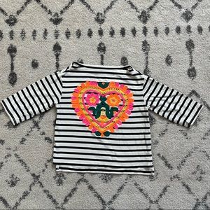Crewcuts collection 3/4 sleeve embroidered top